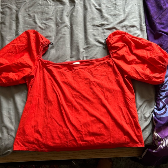 H&M Orange Puffy Sleeved Top - Plus - Picture 4 of 7
